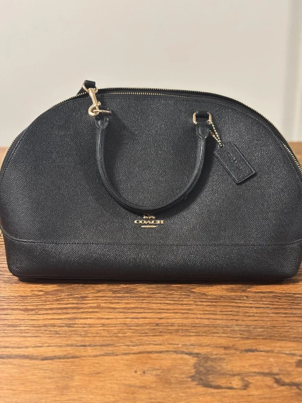 Coach, Black, Corssgrain Leather Sierra Dome Satchel Crossbody